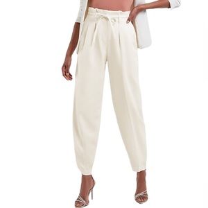 Express Super High Waisted Belted Linen-Blend Paperbag Ankle Pant Sz 2